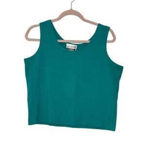 Vintage L.A. Gold Peacock Teal Green Textured Workout Tank Top Size M